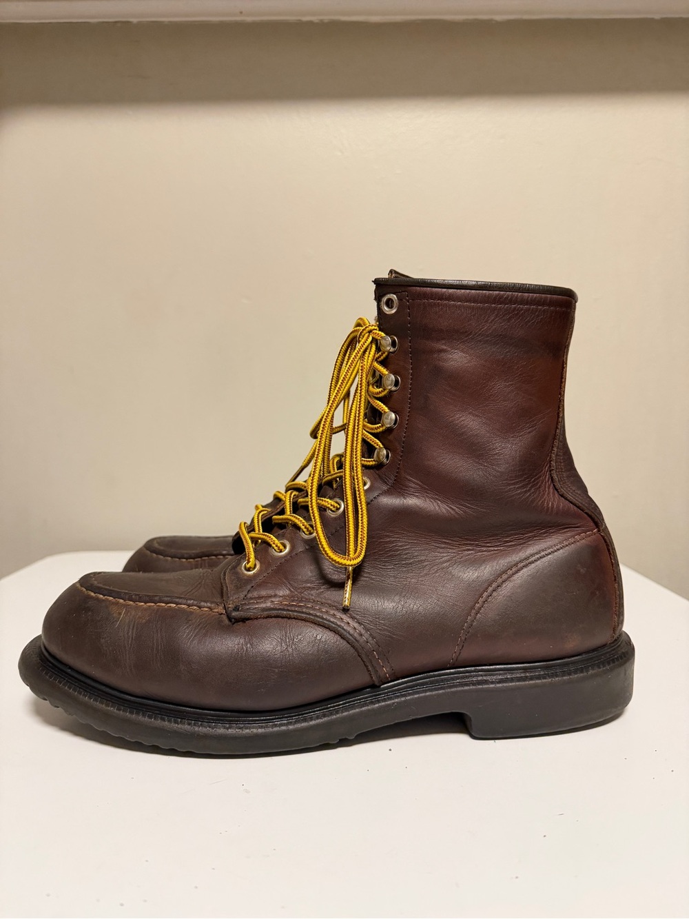 Vintage Red Wing 4440 Moc Toe Boots Brown Steel Toe Men's US 9.5 D Made in USA